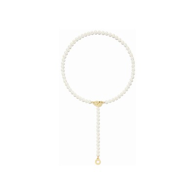 Collier Menottes dinh van en or jaune et perles d'eau douce