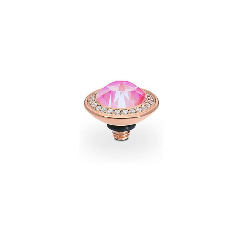 Top QUDO Tondo en métal doré rose et pierre de couleur lotus pink delite