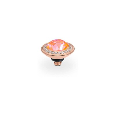 Top QUDO Tondo en métal doré rose et pierre de couleur orange glow delite