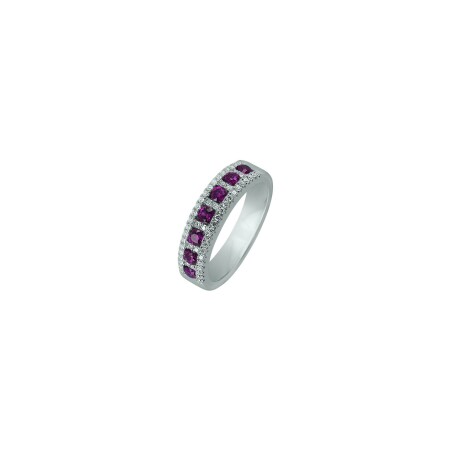 Bague Ph. Tisseront en or blanc, diamants et rubis