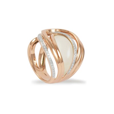 Bague Ph. Tisseront en or rose, nacre et diamants