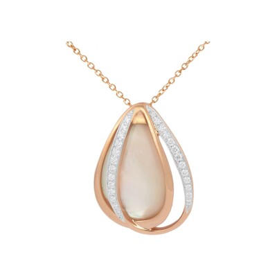 Collier Ph. Tisseront en or rose, nacre et diamants