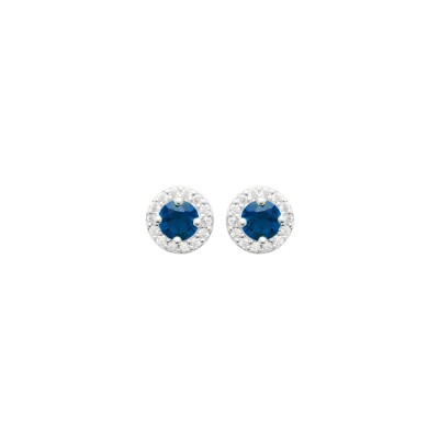 Boucles d'oreilles en argent rhodié et pierre de couleur