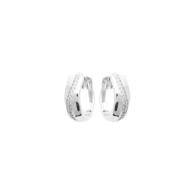 Boucles d'oreilles Créoles en argent rhodié et oxydes de zirconium