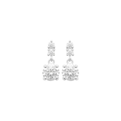 Boucles d'oreille pendantes en argent rhodié et oxydes de zirconium