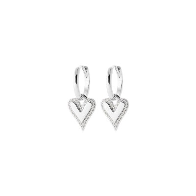 Boucles d'oreilles Créoles en argent rhodié et oxydes de zirconium