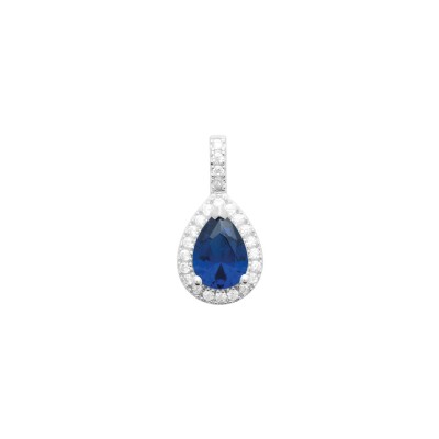 Pendentif en argent rhodié, oxyde de zirconium et pierre de couleur