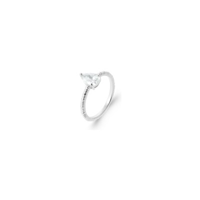 Bague en argent rhodié et oxyde de zirconium