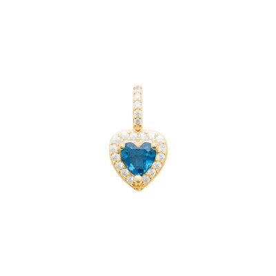 Pendentif en plaqué or, oxyde de zirconium et pierre de couleur