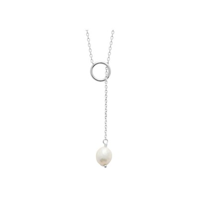 Collier en argent rhodié et perle de culture