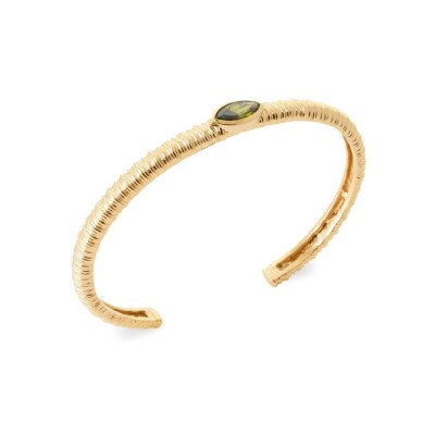 Bracelet Jonc en plaqué or et pierre de couleur