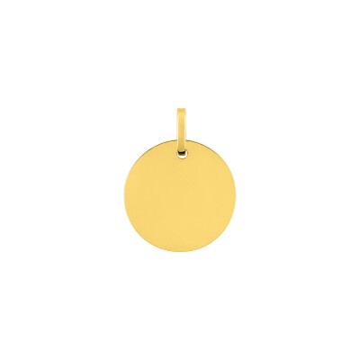 Pendentif identité plaque ronde en or jaune