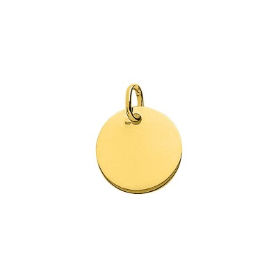 Pendentif identité plaque ronde en or jaune