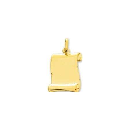 Pendentif plaque parchemin en or jaune