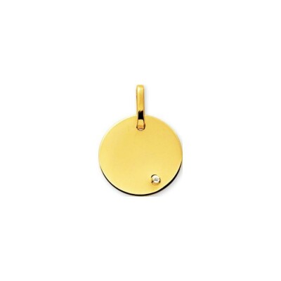 Pendentif plaque ronde en or jaune