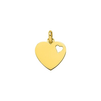 Pendentif à graver plaque coeur en or jaune