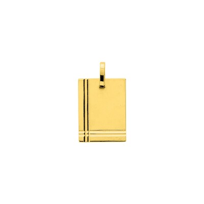 Pendentif à graver plaque rectangle en or jaune, petit modèle