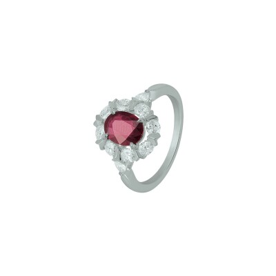 Bague Ph. Tisseront en or blanc, rubis et diamants