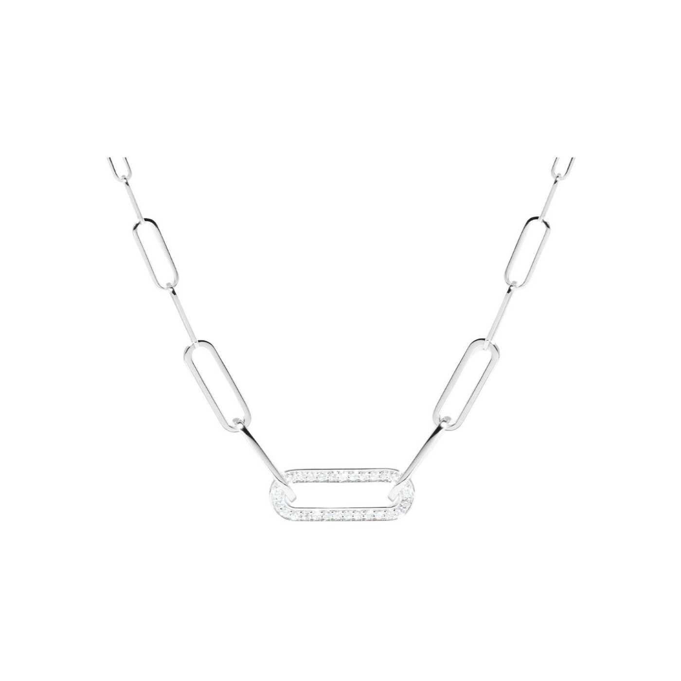 Collier dinh van Maillon petit modèle en or blanc et diamants