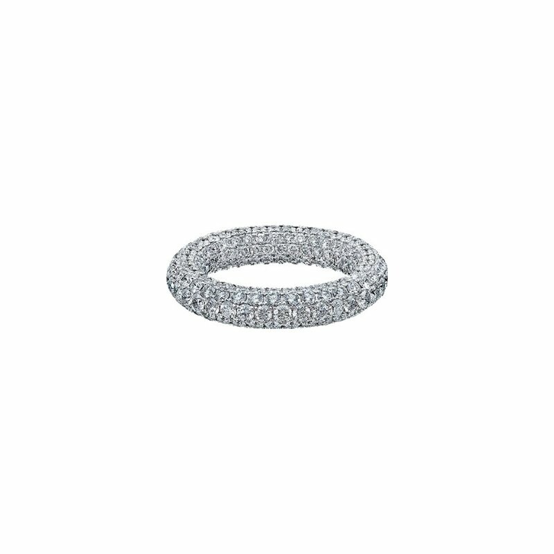 Wedding ring set interior / exterior, in white gold and diamonds 
