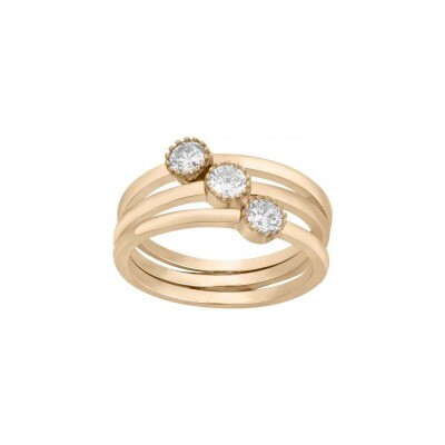 Bague en plaqué or et oxydes de zirconium, taille 54