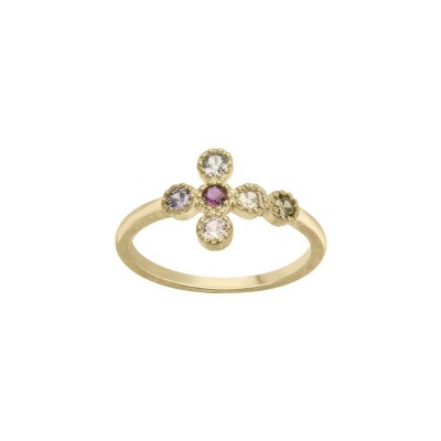 Bague en plaqué or et oxydes de zirconium, taille 54