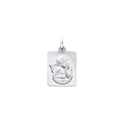 Médaille ange en or blanc