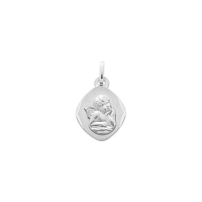 médaille ange en or blanc