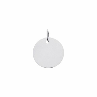 Pendentif plaque ronde en or blanc