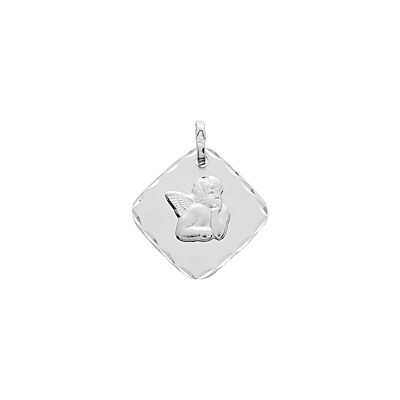 Médaille ange en or blanc