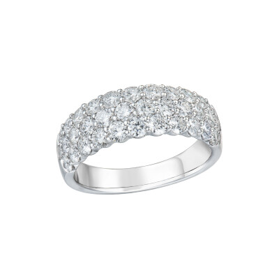 Bague Ph. Tisseront en or blanc et diamant 3 rangs, taille 52