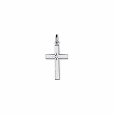 Pendentif croix en or blanc