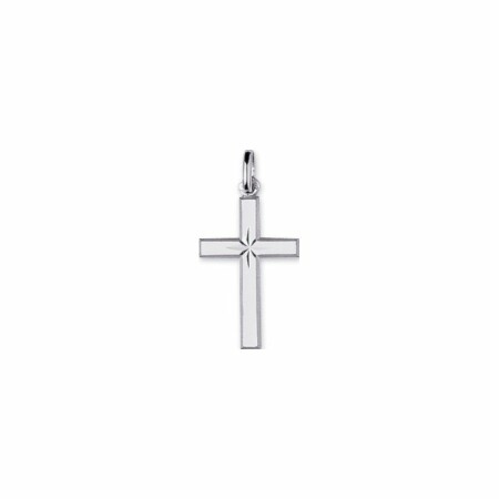 Pendentif croix en or blanc