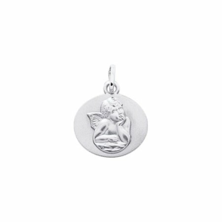 Médaille ange en or blanc