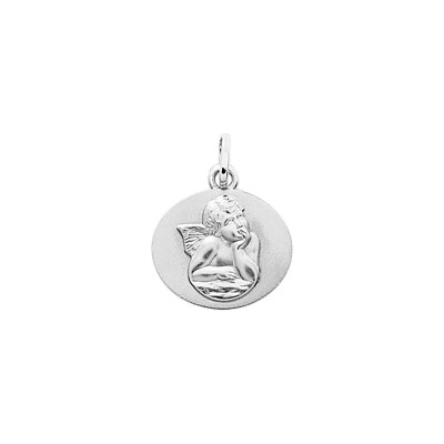 Médaille ange en or blanc