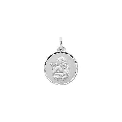 Médaille ange en or blanc