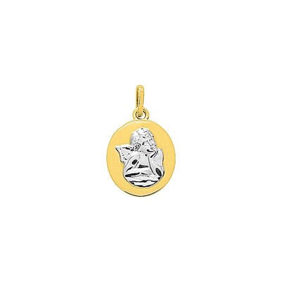 médaille ange en or jaune et or blanc
