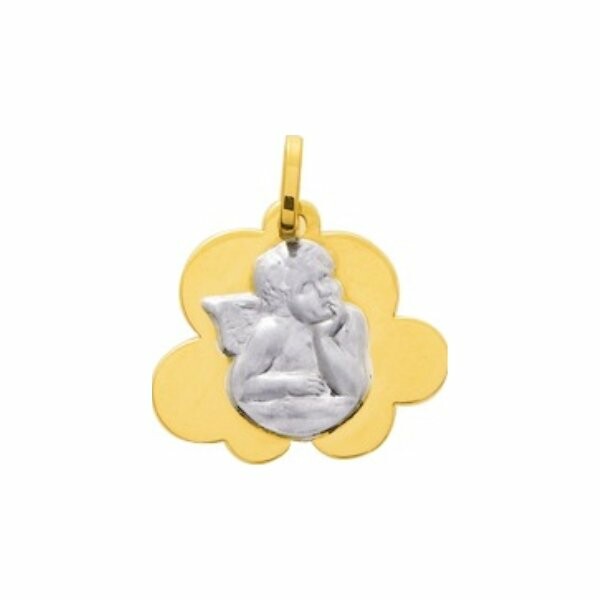 Médaille ange en or jaune et or blanc