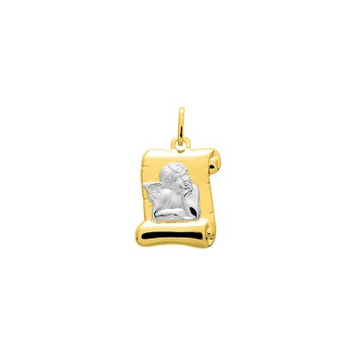 Médaille ange en or jaune et or blanc