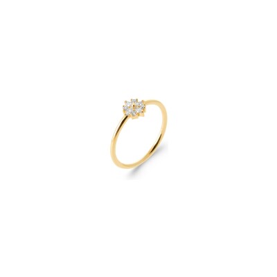 Bague en plaqué or et oxydes de zirconium