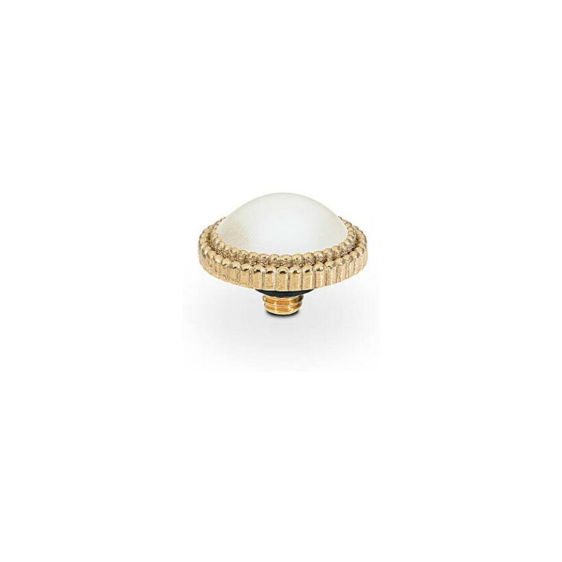 Top QUDO Fabeo Flat en métal doré et pierre de couleur iridescent white pearl