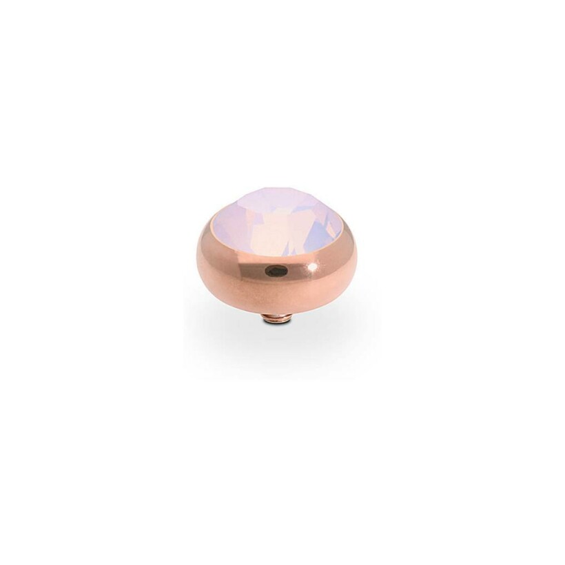 Top QUDO Sesto en métal doré rose et pierre de couleur rose opal
