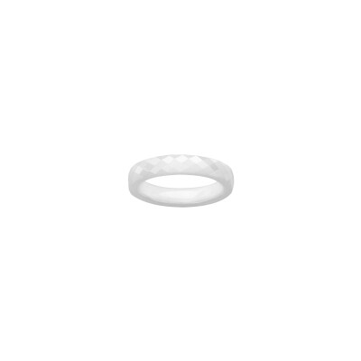Alliance demi jonc en céramique blanche, taille 56