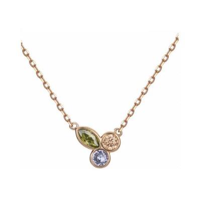 Collier en plaqué or, spinelle multicolore et oxyde de zirconium