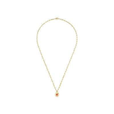 Pendentif Menottes dinh van R10 en or jaune et corail, taille S