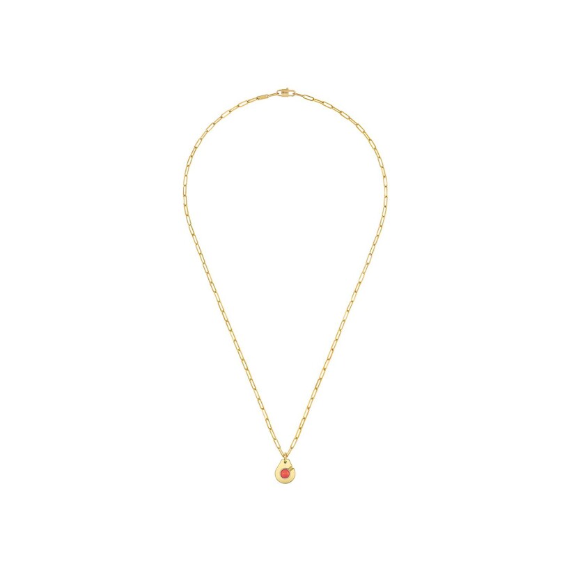 Menottes dinh van R10 pendant, yellow gold and coral, size S