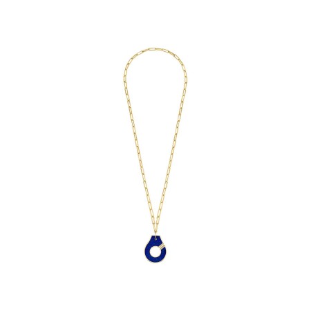 Menottes dinh van R35 pendant, yellow gold, lapis lazuli and mother of pearl, size L