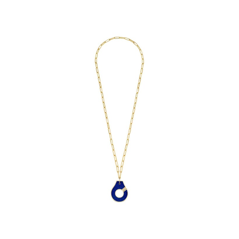 Menottes dinh van R35 pendant, yellow gold, lapis lazuli and mother of pearl, size L