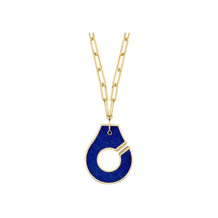 Menottes dinh van R35 pendant, yellow gold, lapis lazuli and mother of pearl, size L