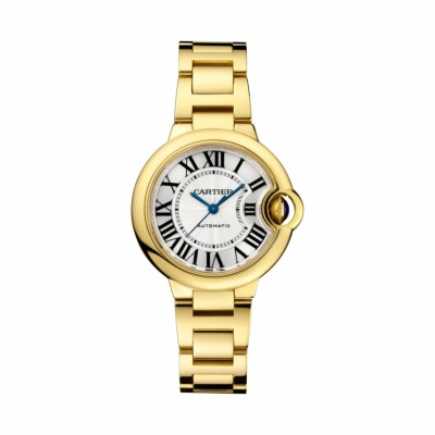 Ballon Bleu de Cartier watch, 33 mm, mechanical movement with automatic winding, yellow gold